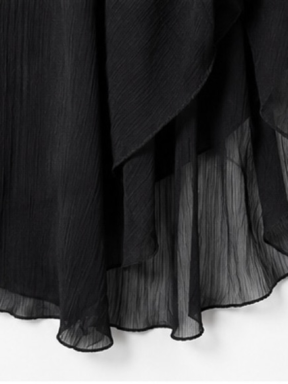 Y2K Royal Love Black Asymmetrical Handkerchief Hem Chiffon Skirt | Size Large - Picture 4 of 6